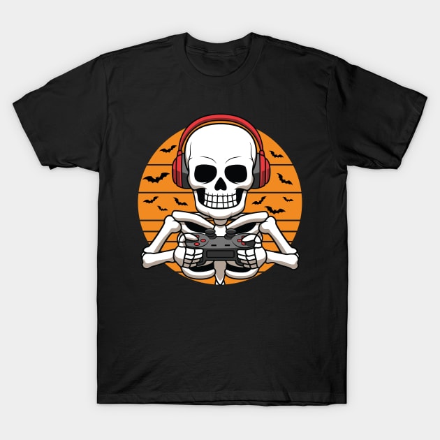 Skeleton Video Game Halloween Costume Gamer T-Shirt by HCMGift